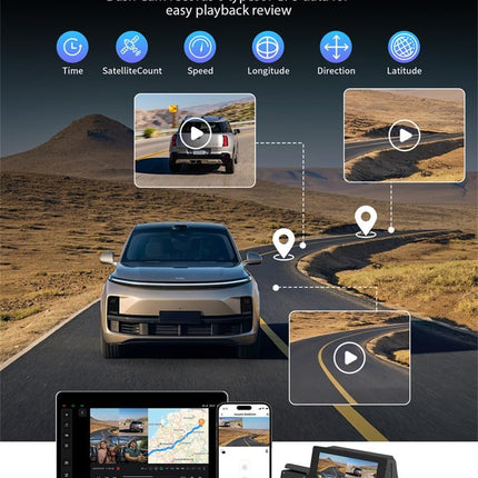 360 4-Channel 1080P Dash Cam with GPS, WiFi, App Control and 32GB Card