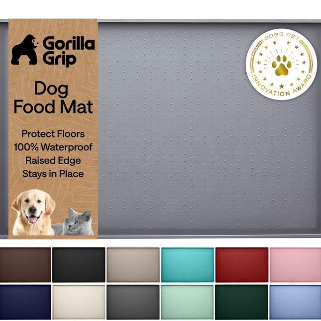 Waterproof Raised Edge Silicone Pet Feeding Mat, 18.5 x 11.5, Gray