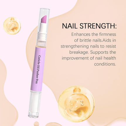 2-in-1 Cuticle Oil Pusher Pen for Dry & Damaged Nails