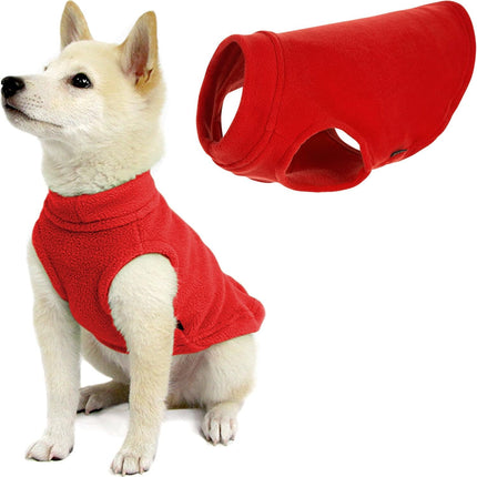 Stretch Fleece Vest Dog Sweater - Red, Medium