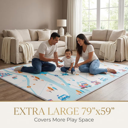 Extra Large Baby Play Mat 79"x59" – Thick 0.6" Waterproof Foldable Foam Play Area