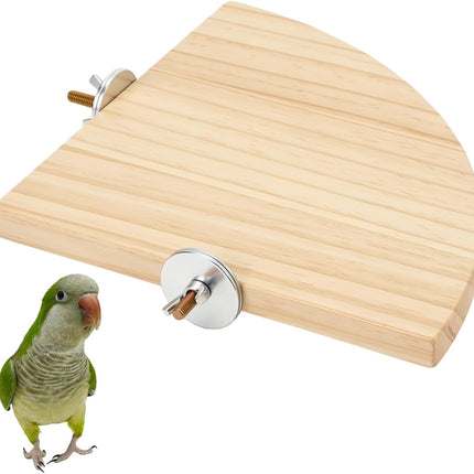 PawHaven RefugioPata 6.7 Inch Fan-Shaped Perch Bird Platform, Natural Wood Flat Perches — Pet Supplies