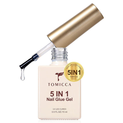 5-in-1 Brush-On UV Nail Glue Gel for Tips & Press-Ons, 15ml