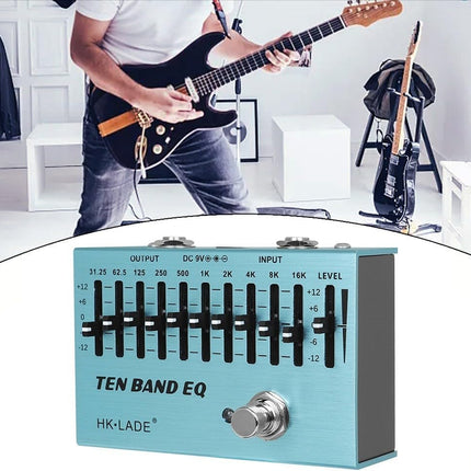 10-Band Graphic Equalizer Guitar Effect Pedal, Blue