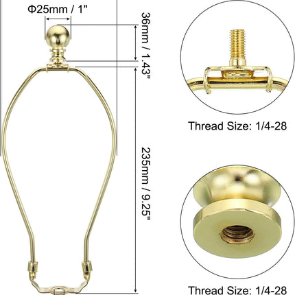9.5 Inch Gold Tone Lamp Harp Kit with Finial