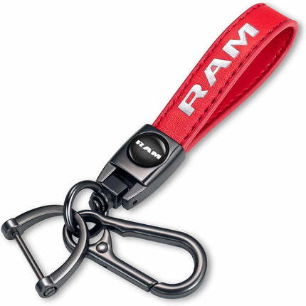Red Genuine Leather Braided Car Keychain