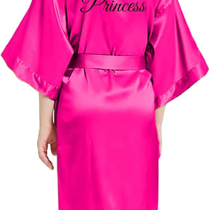 Personalized Bright Pink Satin Robe for Girls, Size 6/7