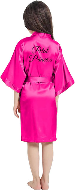 Personalized Bright Pink Satin Robe for Girls, Size 6/7