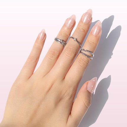 Milk Dot Short Almond Press On Nails Kit