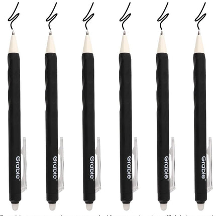 Erasable Gel Pens, Medium Point 0.7 mm, Pack of 6, Black