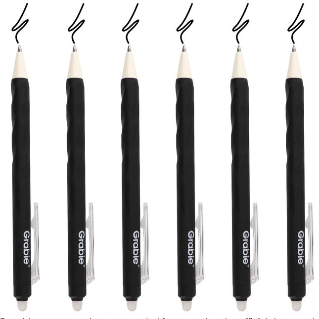 Erasable Gel Pens, Medium Point 0.7 mm, Pack of 6, Black