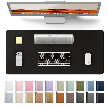 Black PU Leather Desk Pad Protector, 23.6 x 13.8 in.
