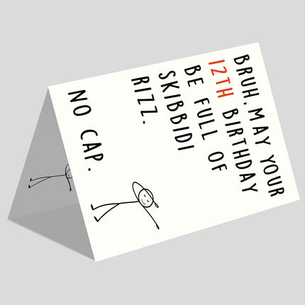 12th Birthday Card with Funny Teen Slang Design