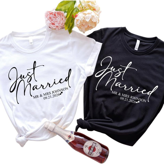 Personalized Just Married Matching Couples Shirts