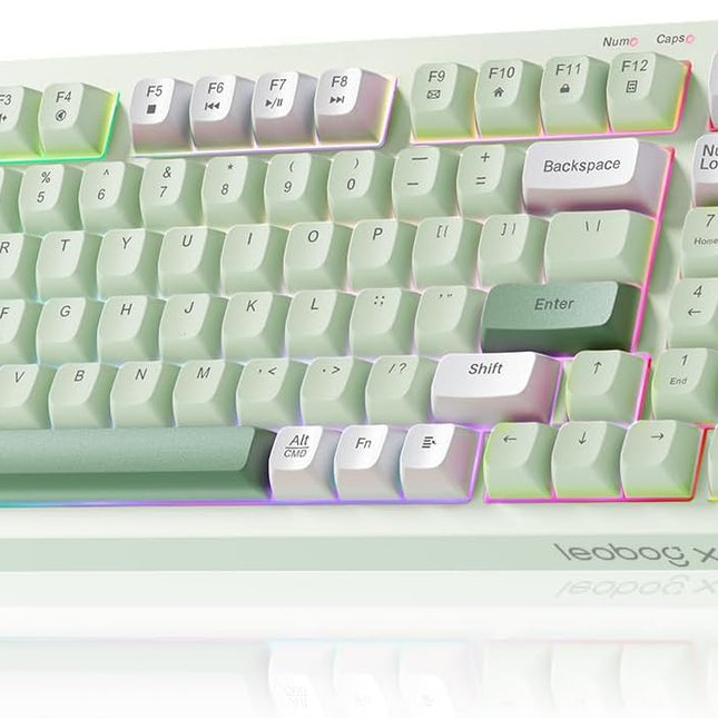 Green Tri-Mode Wireless Gaming Keyboard with Number Pad
