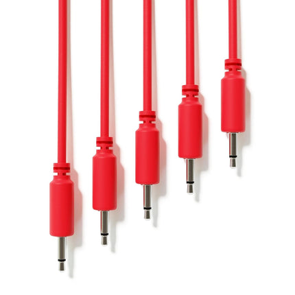 5-Pack Red Mono Modular Patch Cables, TS 3.5mm 1/8 in, 20 cm