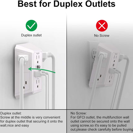 Outlet Extender Surge Protector with 6 Outlets and 4 USB Ports