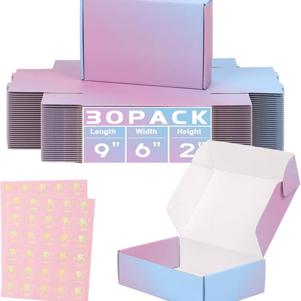 30-Pack Purple 9 x 6 x 2 Inch Corrugated Mailer Boxes