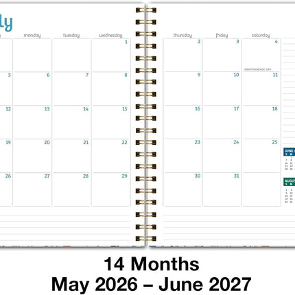 Hardcover Academic Year 2026-2027 Planner, 14-Month 8.5 x 11 Daily Weekly Monthly Agenda - Colorful Botanicals