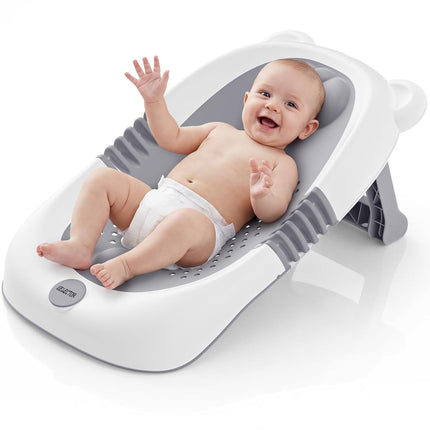 Foldable Baby Bath Support for Newborns, Grey