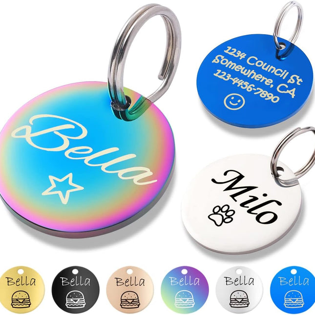 Personalized Pet ID Tags with Engraved Name Details