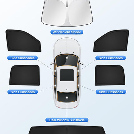 6-Piece Black Vehicle Window Sunshade Set for 2500/3500 Trucks 2010-2026