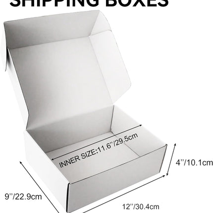 12x9x4 White Corrugated Shipping Boxes, 20-Pack