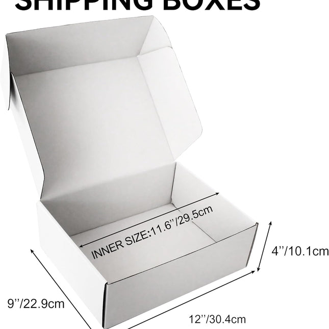 12x9x4 White Corrugated Shipping Boxes, 20-Pack