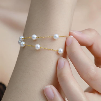 18K Gold Plated 6 mm Pearl Bracelets for Women