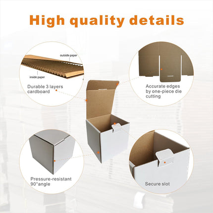 4x4x4 White Corrugated Shipping Boxes, 25 Pack