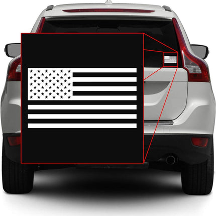 American US Flag Vinyl Decal Sticker, Gloss White, 5 x 2.8 in