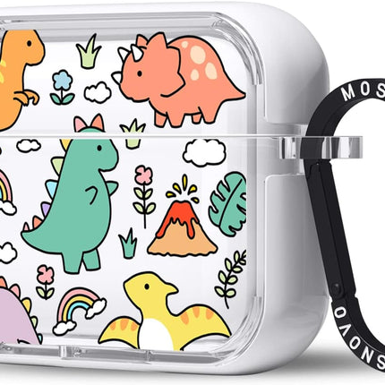 Dinosaur Land Clear Protective Earbud Case with Metal Ring