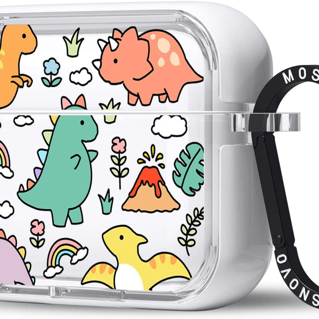 Dinosaur Land Clear Protective Earbud Case with Metal Ring