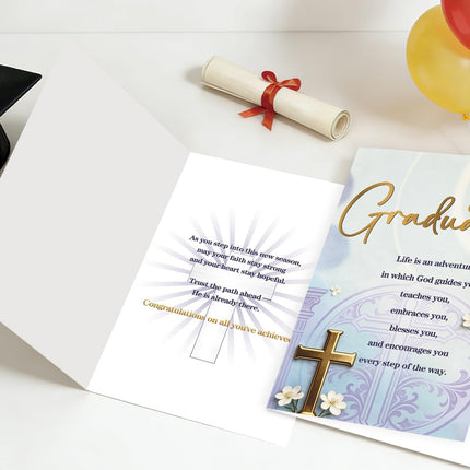 SourceToHome FuenteACasa Christian Graduation Card, Religious Graduation Gift for Her Him Family — Home & Lifestyle