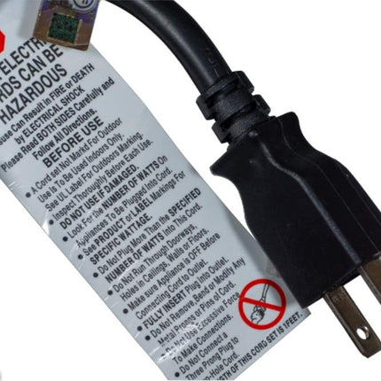 Power Cord Extension and Splitter, NEMA 5-15P to Dual NEMA 5-15R, 16 AWG, 13A, 125V, Black