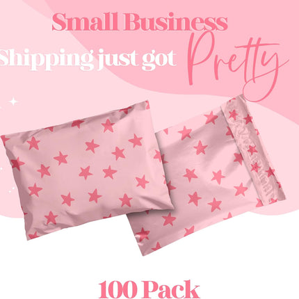 14.5x19 Seeing Stars Pink Designer Poly Mailers, 100 Pack