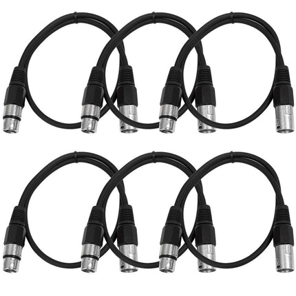 6-Pack 3 ft Blue Balanced XLR Male to Female Patch Cables