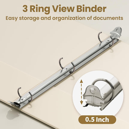 Clear 1/2 Inch 3-Ring View Binder, 4 Pack