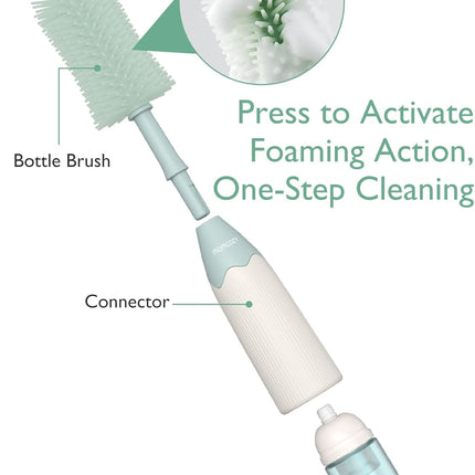 Green Push-Press Foam Bottle Brush Kit for Baby Bottles, Pumps & Nipples