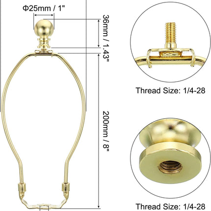 8 Inch Gold Tone Lamp Harp Kit with Finial
