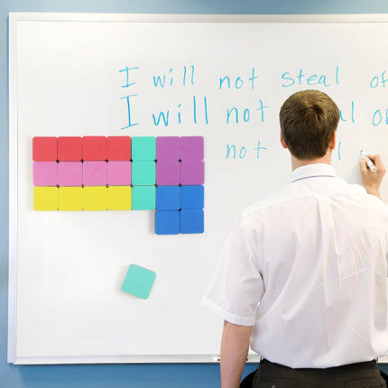 24 Pack Magnetic Mini Dry Erase Cube Erasers, 6 Color, 2 x 2 Inch