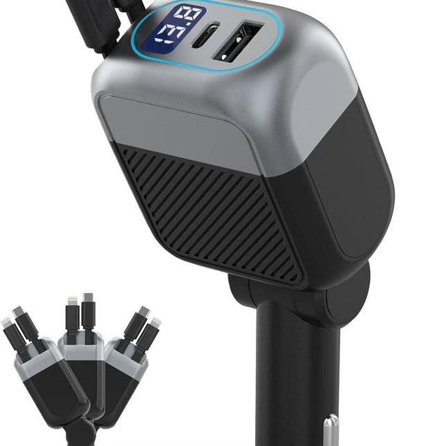 87W Retractable 4-in-1 USB-C Car Charger