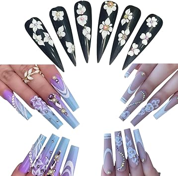 32-Piece 3D White Acrylic Flower Nail Art Charms Set