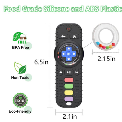 Black Silicone Baby Teether Remote Control Rattle Toy