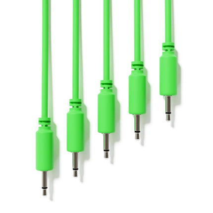 5-Pack Green Mono Modular Patch Cables, 3.5mm TS, 10 cm