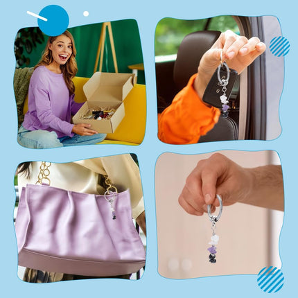 12-Piece Natural Crystal Keychain Set with Cards