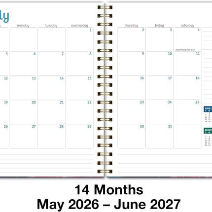 Hardcover Academic Year 2026-2027 Planner, 14 Months, Pink Purple Marble