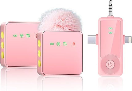 3-in-1 Wireless Microphone 2-Pack for iPhone, Android, and Camera