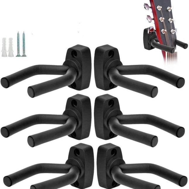 6-Piece Wall Mount Guitar Hanger Set for Guitars, Bass, Mandolin and Banjo