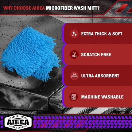 Scratch-Free Chenille Microfiber Car Wash Mitt